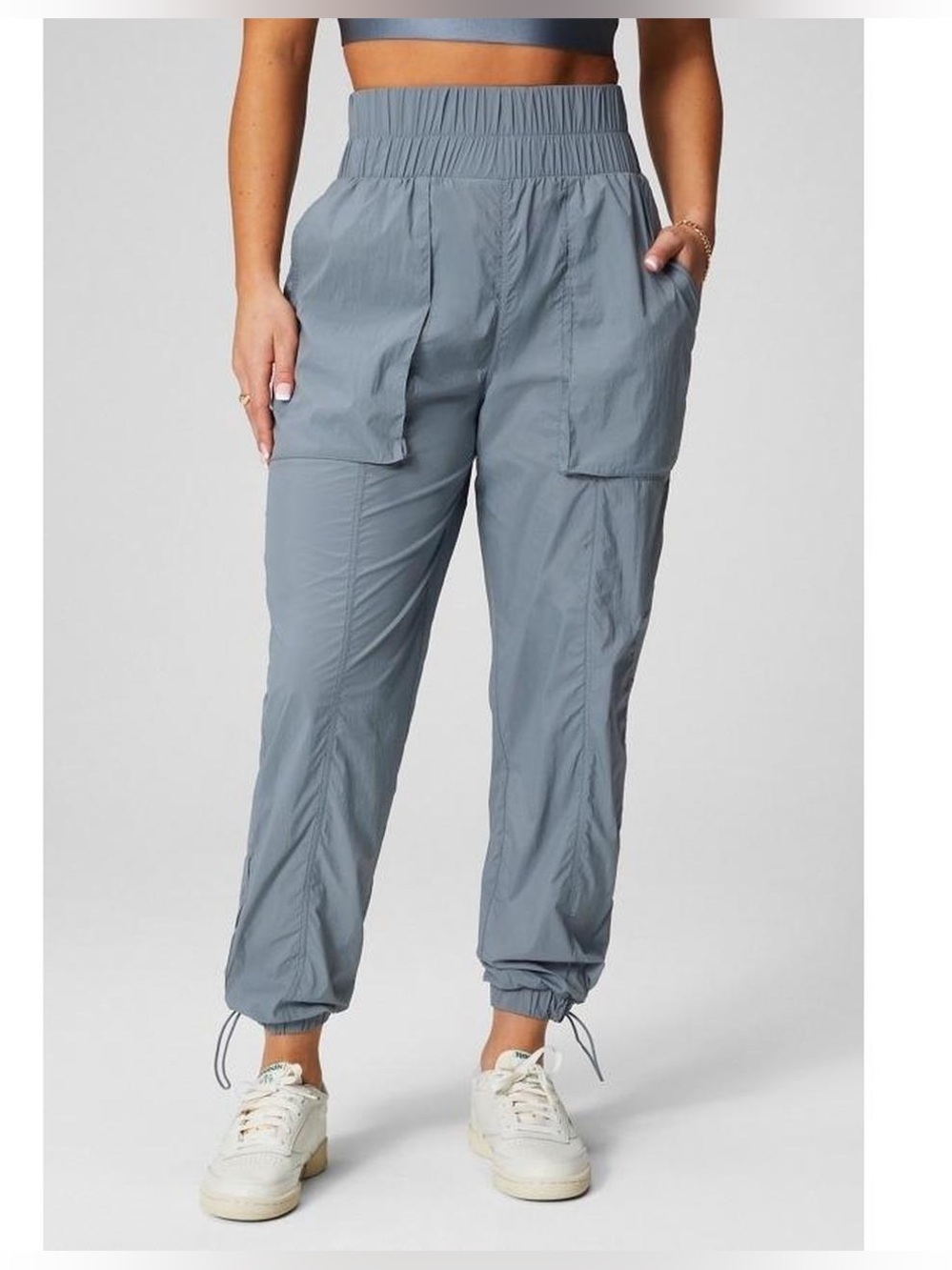 Fabletic Ultra High-Waisted Piped Nylon Pant in Storm Cloud 1X